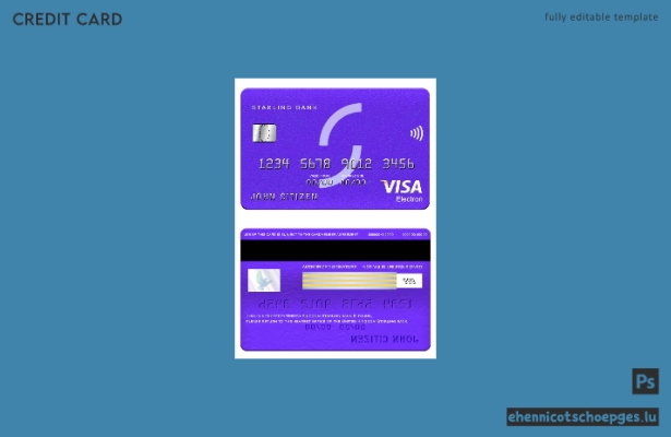 Beispielvorschau der Starling Bank Visa Electron Karte aus Großbritannien